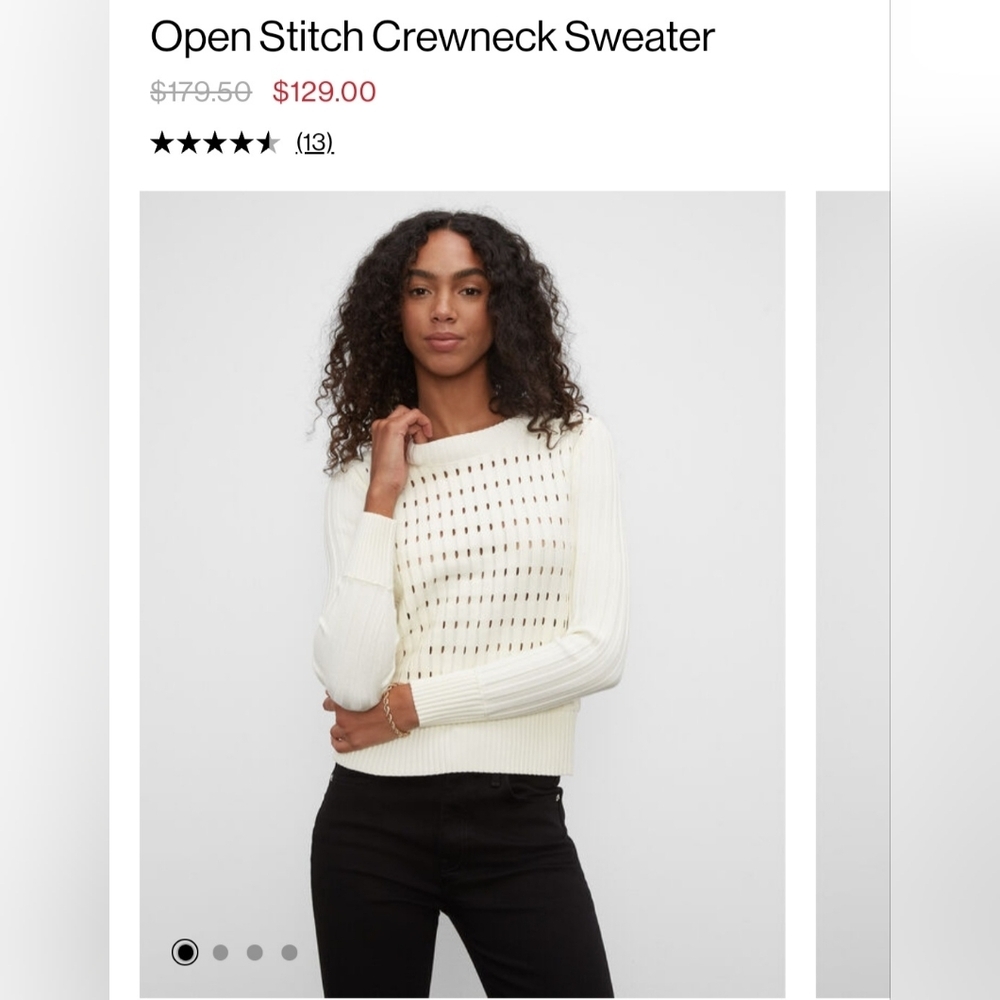 Club Monaco Open Stitch Crewneck Sweater in Cream